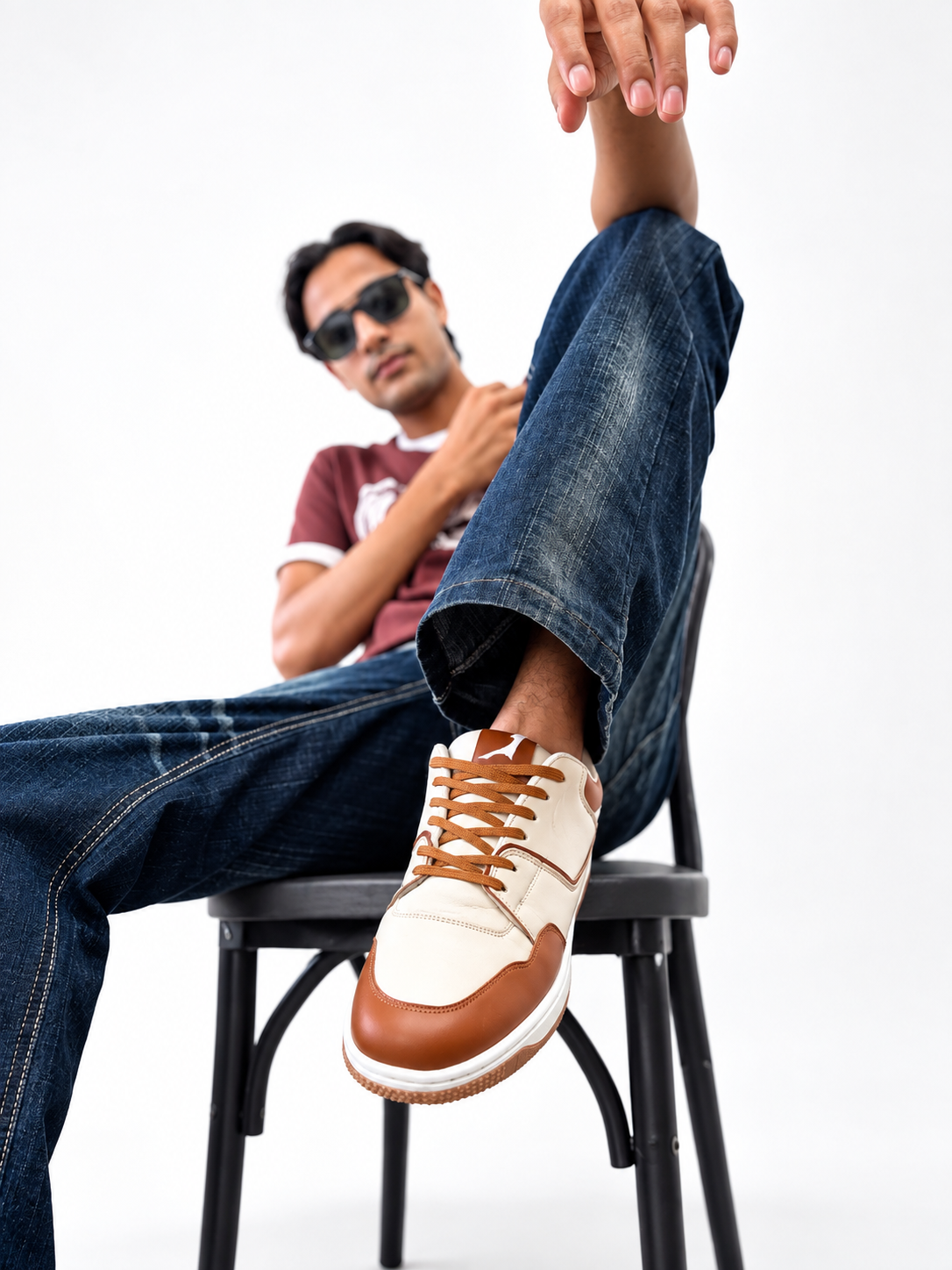 DO1GO Bright Cream Edition Brown Accent Sneakers